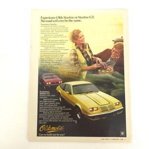 Vintage Oldsmobile Starfire GT Print Ad 1978 GM Mancave Decor Car Show Display